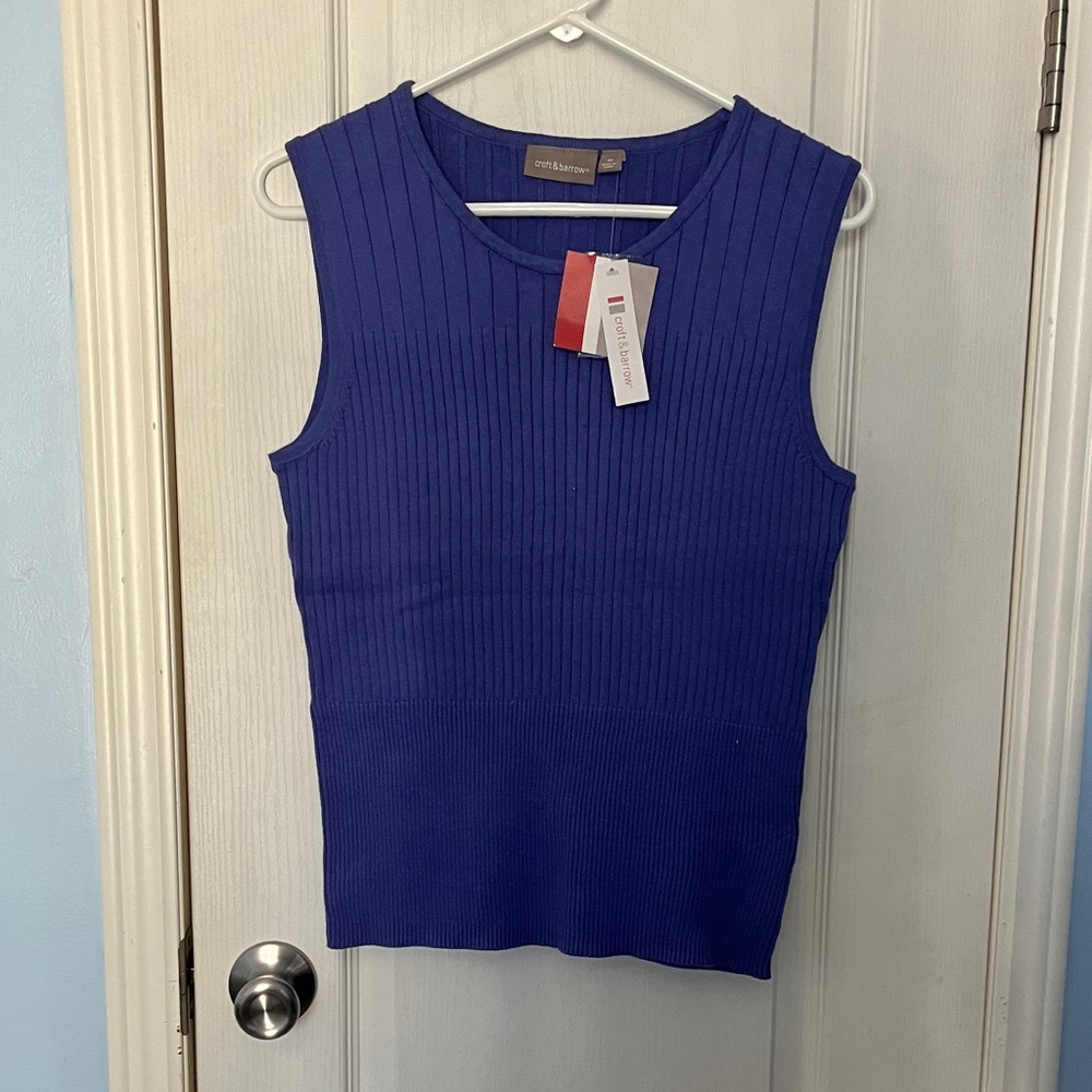 Croft & Barrow Blue Ribbed Tank Top
